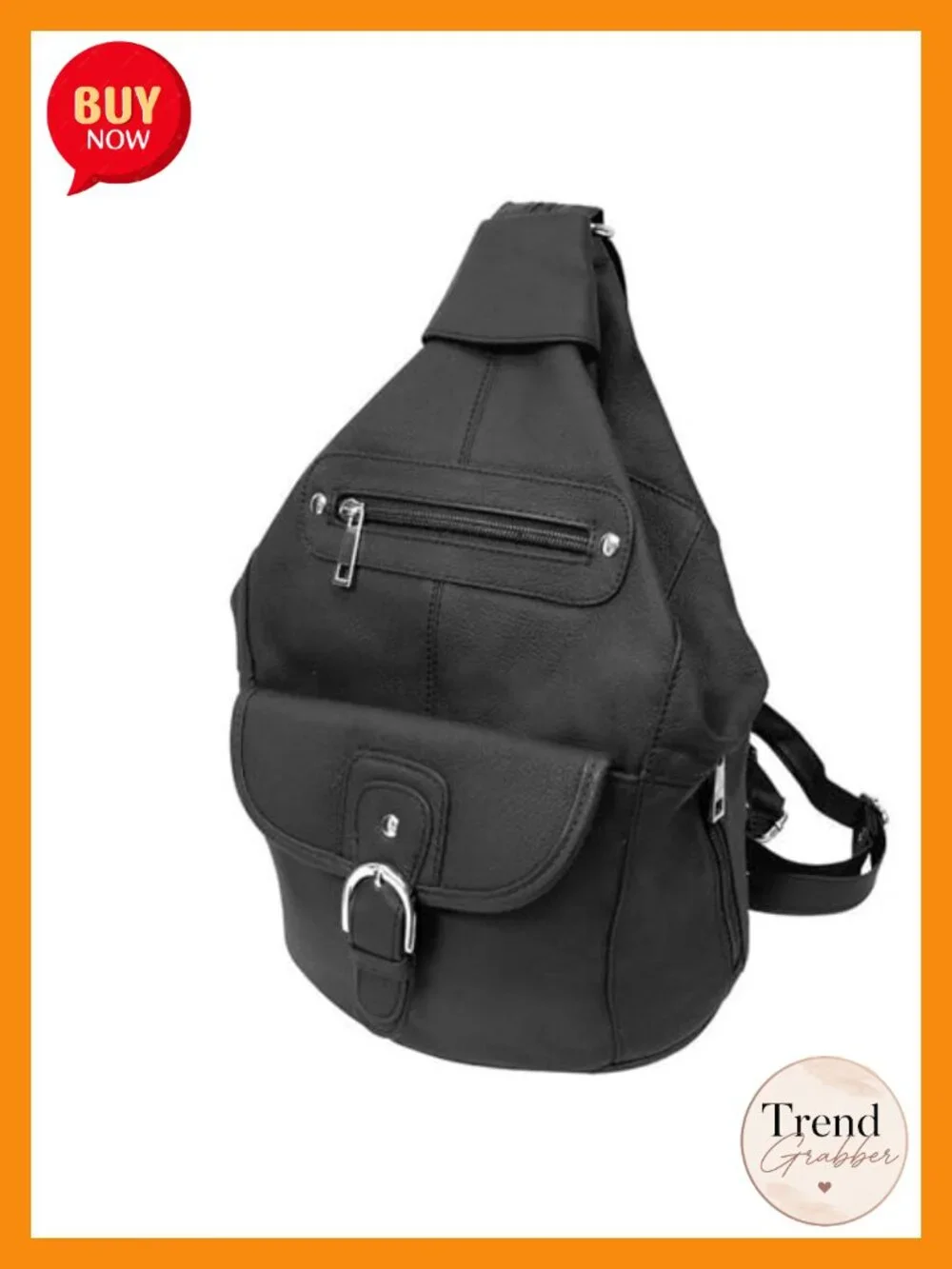 Genuine Leather Sling Backpack Purse Organizer Adjustable Strap